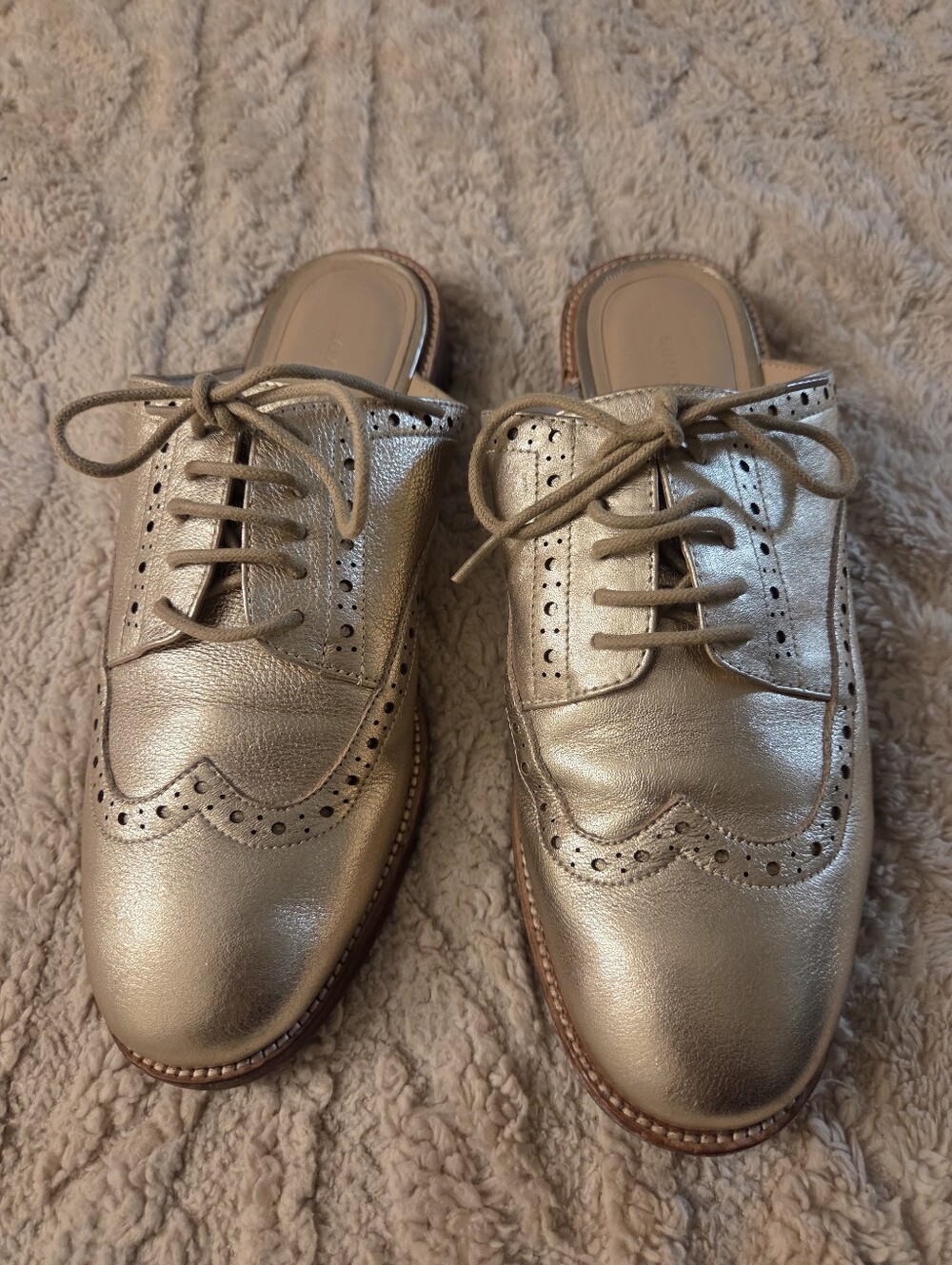 Banana Republic Gold Metallic Oxford Mule Shoes Size 7M